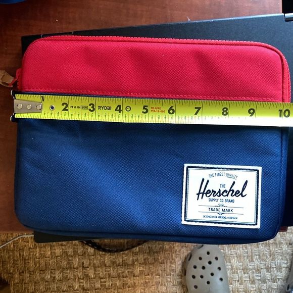 Herschel padded mobile iPad case tablet kindle nook 10" x 8" blue red canvas - Picture 4 of 5